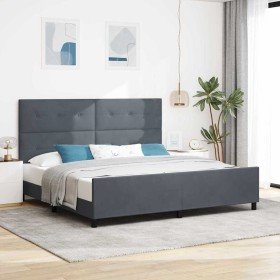 Estructura de cama Gris oscuro 200 x 200 cm Terciopelo Estructura de cama Gris oscuro 200 x 200 cm Terciopelo