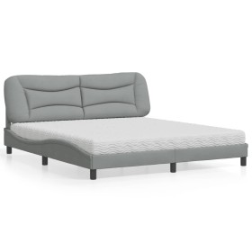 Bed with light gray fabric mattress 180x200 cm by vidaXL, Beds and slatted bases - Ref: Foro24-3208548, Price: 442,15 €, Disc...