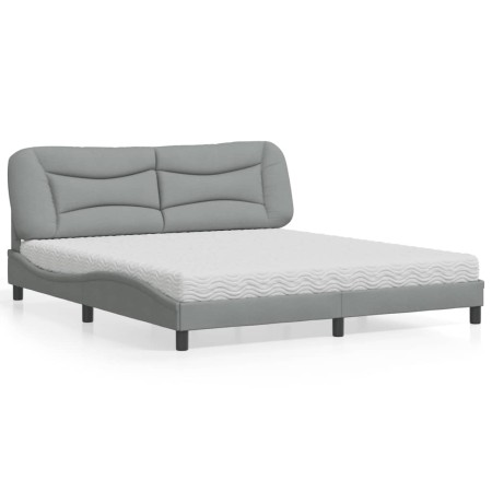 Bed with light gray fabric mattress 180x200 cm by vidaXL, Beds and slatted bases - Ref: Foro24-3208548, Price: 442,15 €, Disc...