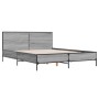 Sonoma gray metal engineered wood bed frame 150x200 cm by vidaXL, Beds and slatted bases - Ref: Foro24-3280005, Price: 159,16...