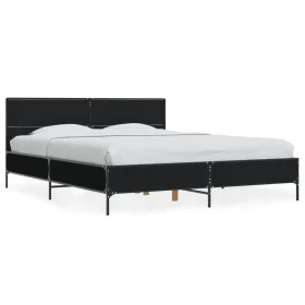 Engineered wood and black metal bed frame 160x200cm by vidaXL, Beds and slatted bases - Ref: Foro24-3280007, Price: 159,57 €,...