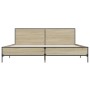 Estructura cama madera ingeniería metal roble Sonoma 200x200 cm de vidaXL, Camas y somieres - Ref: Foro24-3280018, Precio: 16...