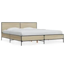 Sonoma oak metal engineered wood bed frame 180x200 cm by vidaXL, Beds and slatted bases - Ref: Foro24-3280013, Price: 159,47 ...