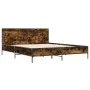 Engineered wood bed frame metal smoked oak 120x190cm by vidaXL, Beds and slatted bases - Ref: Foro24-3280024, Price: 140,09 €...