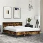 Engineered wood bed frame metal smoked oak 120x190cm by vidaXL, Beds and slatted bases - Ref: Foro24-3280024, Price: 140,09 €...
