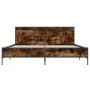 Engineered wood bed frame metal smoked oak 120x190cm by vidaXL, Beds and slatted bases - Ref: Foro24-3280024, Price: 140,09 €...