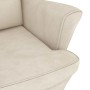 Sillón mecedora patas madera y taburete terciopelo color crema