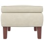 Sillón mecedora patas madera y taburete terciopelo color crema