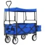 Carrito de mano plegable de acero con capota azul de vidaXL, Carretillas de carga - Ref: Foro24-147590, Precio: 95,90 €, Desc...