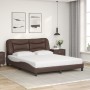 Cama con colchón cuero sintético marrón 160x200 cm de vidaXL, Camas y somieres - Ref: Foro24-3208733, Precio: 469,75 €, Descu...