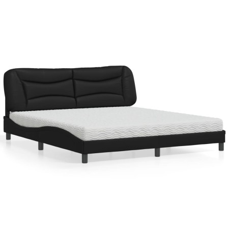 Bed with black synthetic leather mattress 180x200 cm by vidaXL, Beds and slatted bases - Ref: Foro24-3208738, Price: 464,85 €...