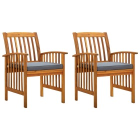 Sillas de comedor jardín 2 uds con cojines madera maciza acacia