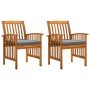 Sillas de comedor jardín 2 uds con cojines madera maciza acacia