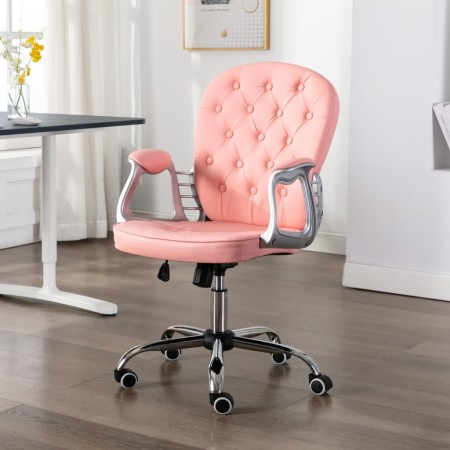 Silla de oficina giratoria de cuero sintético rosa de vidaXL, Sillas de oficina - Ref: Foro24-289361, Precio: 129,68 €