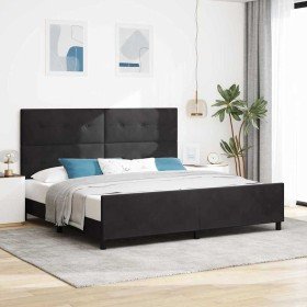 Estructura de cama con cabecera Negro 200 x 200 cm Terciopelo Estructura de cama con cabecera Negro 200 x 200 cm Terciopelo