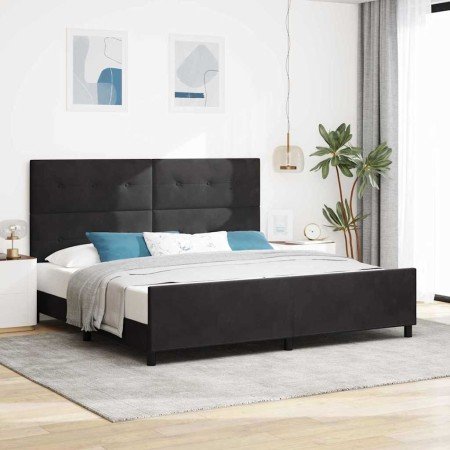Estructura de cama con cabecera Negro 200 x 200 cm Terciopelo en Camas y somieres | Comprar online en Foro24