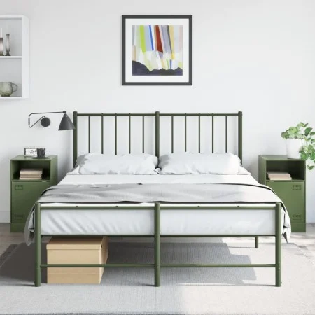 Mesitas de noche 2 unidades acero verde oliva 34,5x39x62 cm de vidaXL, Mesitas de noche - Ref: Foro24-841772, Precio: 95,51 €...