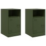 Mesitas de noche 2 unidades acero verde oliva 34,5x39x62 cm de vidaXL, Mesitas de noche - Ref: Foro24-841772, Precio: 96,40 €...