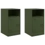 Mesitas de noche 2 unidades acero verde oliva 34,5x39x62 cm de vidaXL, Mesitas de noche - Ref: Foro24-841772, Precio: 95,51 €...