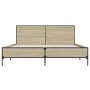 Estructura cama madera ingeniería metal roble Sonoma 150x200 cm de vidaXL, Camas y somieres - Ref: Foro24-3280003, Precio: 15...