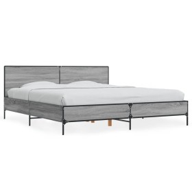 Sonoma gray metal engineered wood bed frame 180x200 cm by vidaXL, Beds and slatted bases - Ref: Foro24-3280015, Price: 167,26...