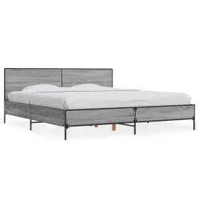 Sonoma gray metal engineered wood bed frame 180x200 cm by vidaXL, Beds and slatted bases - Ref: Foro24-3280015, Price: 165,24...
