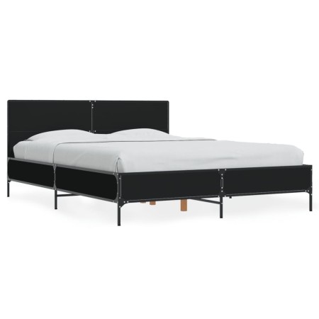 Estructura de cama madera de ingeniería y metal negro 120x190cm de vidaXL, Camas y somieres - Ref: Foro24-3280022, Precio: 14...