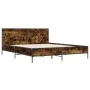 Engineered wood bed frame metal smoked oak 140x190cm by vidaXL, Beds and slatted bases - Ref: Foro24-3280034, Price: 147,10 €...