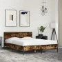 Estructura cama madera ingeniería metal roble ahumado 140x190cm de vidaXL, Camas y somieres - Ref: Foro24-3280034, Precio: 14...