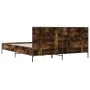 Engineered wood bed frame metal smoked oak 140x190cm by vidaXL, Beds and slatted bases - Ref: Foro24-3280034, Price: 147,10 €...