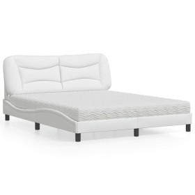 Bed with white synthetic leather mattress 160x200 cm by vidaXL, Beds and slatted bases - Ref: Foro24-3208732, Price: 436,56 €...