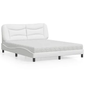 Bed with white synthetic leather mattress 160x200 cm by vidaXL, Beds and slatted bases - Ref: Foro24-3208732, Price: 436,05 €...