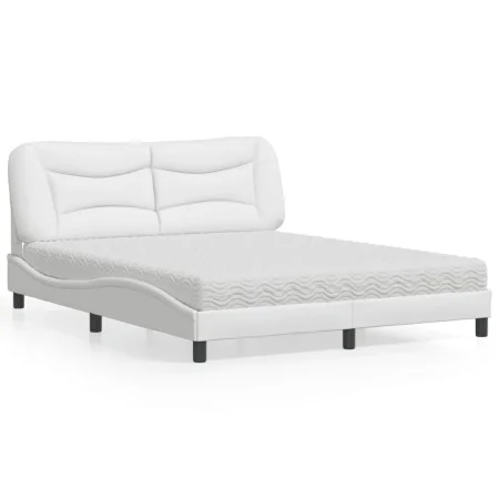 Bed with white synthetic leather mattress 160x200 cm by vidaXL, Beds and slatted bases - Ref: Foro24-3208732, Price: 435,84 €...
