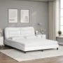 Bed with white synthetic leather mattress 160x200 cm by vidaXL, Beds and slatted bases - Ref: Foro24-3208732, Price: 435,84 €...