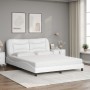 Bett mit weißer Kunstledermatratze 160x200 cm von vidaXL, Betten und Lattenroste - Ref: Foro24-3208732, Preis: 435,31 €, Raba...