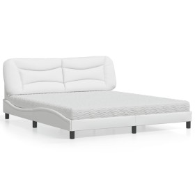 Bed with white synthetic leather mattress 180x200 cm by vidaXL, Beds and slatted bases - Ref: Foro24-3208739, Price: 465,63 €...