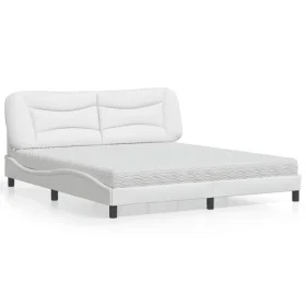 Bed with white synthetic leather mattress 180x200 cm by vidaXL, Beds and slatted bases - Ref: Foro24-3208739, Price: 458,11 €...