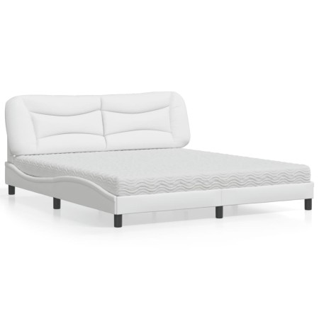 Bett mit weißer Kunstledermatratze 180x200 cm von vidaXL, Betten und Lattenroste - Ref: Foro24-3208739, Preis: 465,63 €, Raba...