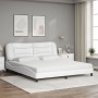 Bett mit weißer Kunstledermatratze 180x200 cm von vidaXL, Betten und Lattenroste - Ref: Foro24-3208739, Preis: 465,63 €, Raba...
