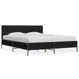 Estructura de cama madera de ingeniería y metal negro 150x200cm de vidaXL, Camas y somieres - Ref: Foro24-3280002, Precio: 15...