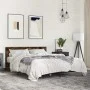 Engineered wood bed frame metal smoked oak 160x200cm by vidaXL, Beds and slatted bases - Ref: Foro24-3280009, Price: 154,82 €...