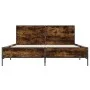 Engineered wood bed frame metal smoked oak 160x200cm by vidaXL, Beds and slatted bases - Ref: Foro24-3280009, Price: 154,82 €...