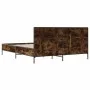 Engineered wood bed frame metal smoked oak 160x200cm by vidaXL, Beds and slatted bases - Ref: Foro24-3280009, Price: 154,82 €...