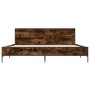 Engineered wood bed frame metal smoked oak 180x200cm by vidaXL, Beds and slatted bases - Ref: Foro24-3280014, Price: 162,29 €...