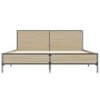 Estructura cama madera ingeniería metal roble Sonoma 120x190 cm de vidaXL, Camas y somieres - Ref: Foro24-3280023, Precio: 14...