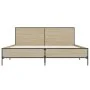 Sonoma oak metal engineered wood bed frame 135x190 cm by vidaXL, Beds and slatted bases - Ref: Foro24-3280028, Price: 145,37 ...