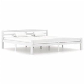 Solid pine wood bed frame, white, 200x200 cm by vidaXL, Beds and slatted bases - Ref: Foro24-322074, Price: 115,20 €, Discoun...