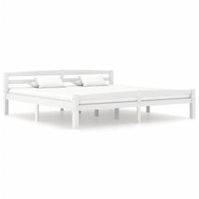 Estructura de cama de madera maciza de pino blanca 200x200 cm