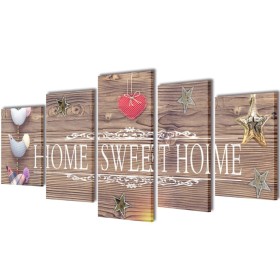 Dekoratives Leinwand-Set für die Wand Home sweet home 200x100cm von vidaXL, Poster, Drucke und visuelle Kunst - Ref: Foro24-2...