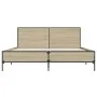 Sonoma oak metal engineered wood bed frame 160x200 cm by vidaXL, Beds and slatted bases - Ref: Foro24-3280008, Price: 154,82 ...